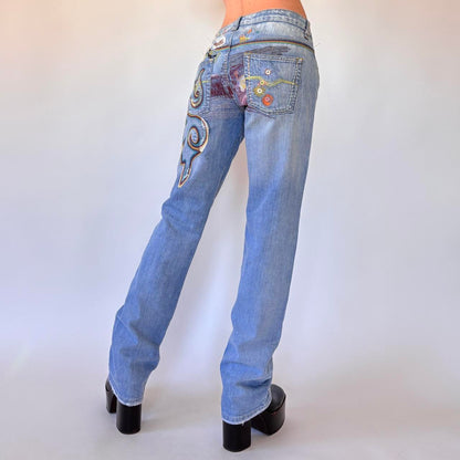 Y2K Embroidered Jeans (M)