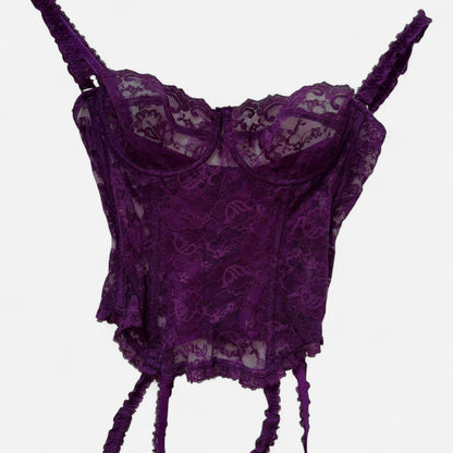80s Purple Lace Bustier Top (M)