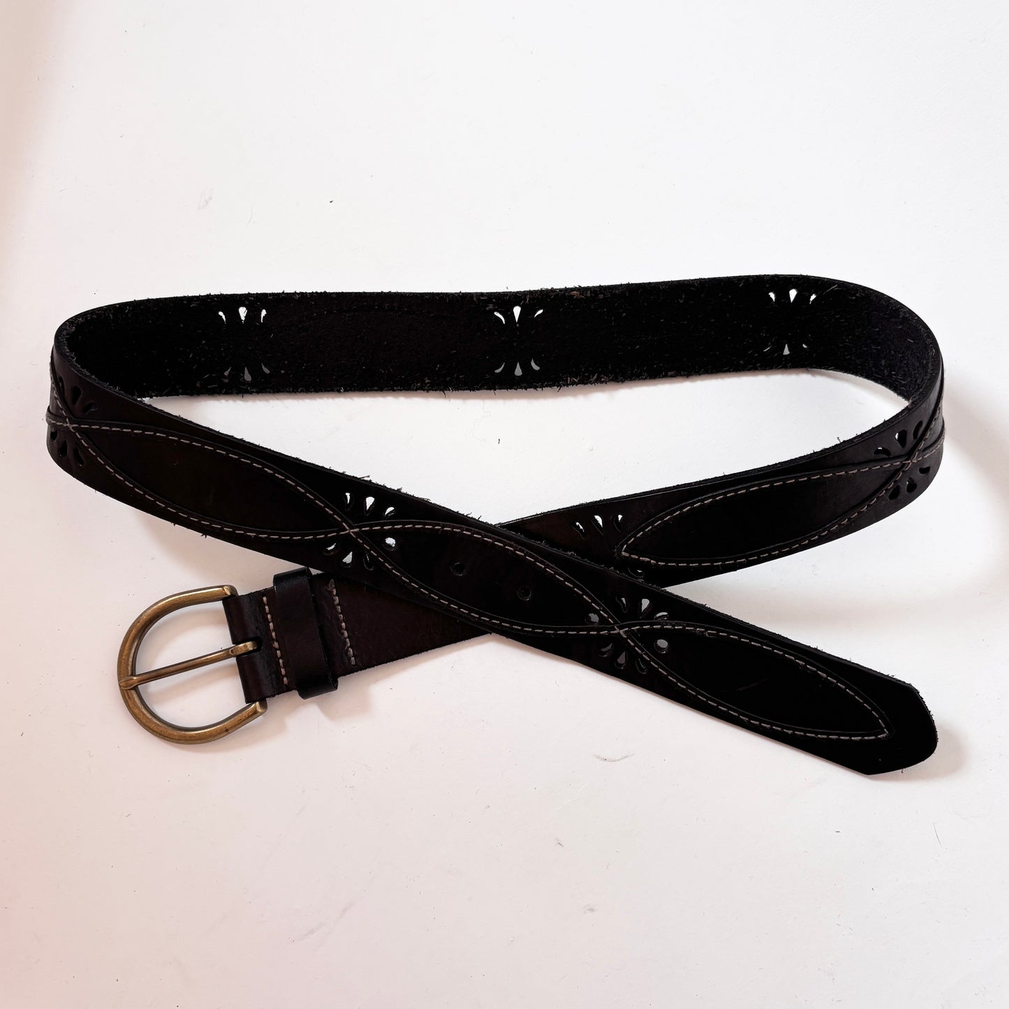 Vintage Black Leather Belt (S/M)