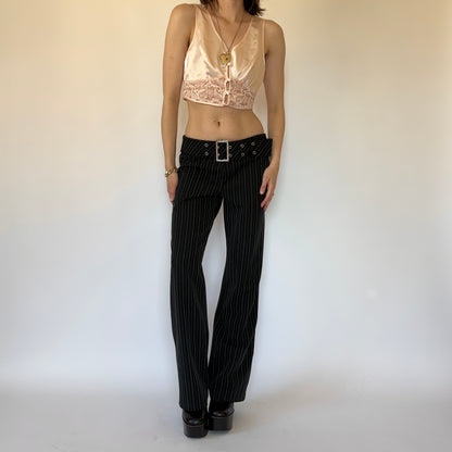 2000s Belted Pinstripe Trousers (M)