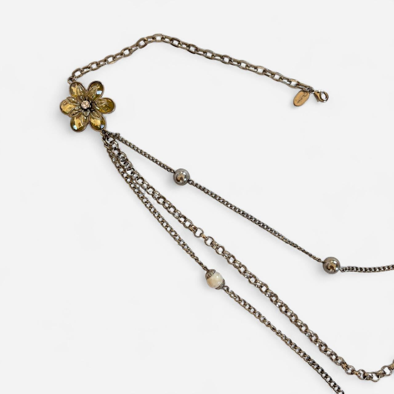 Y2K Floral Rhinestone Drape Chain Belt