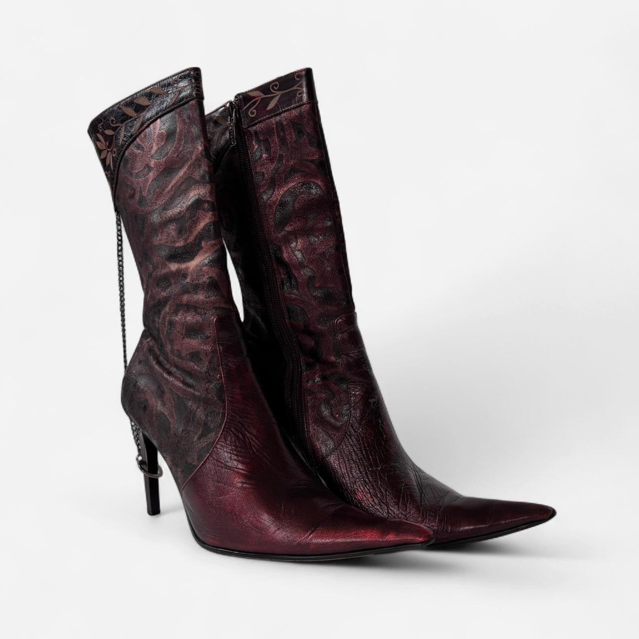 Chained Up Leather Stiletto Boots (6.5)