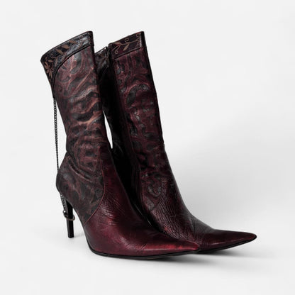 Chained Up Leather Stiletto Boots (6.5)