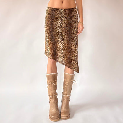 Asymmetrical Leopard Mesh Midi Skirt (XS/S)