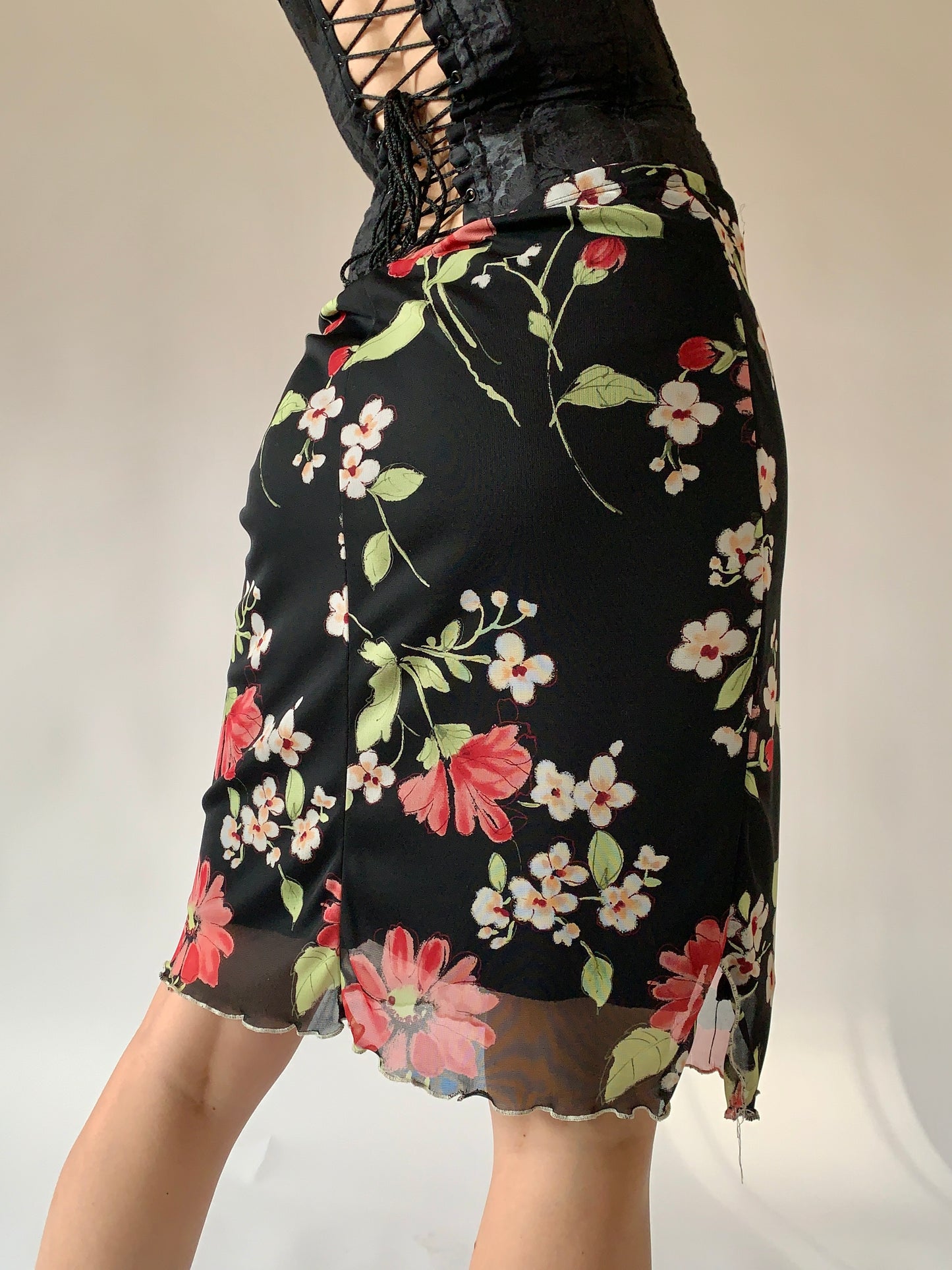 Vintage 1990s Floral Mesh Midi (S/M)