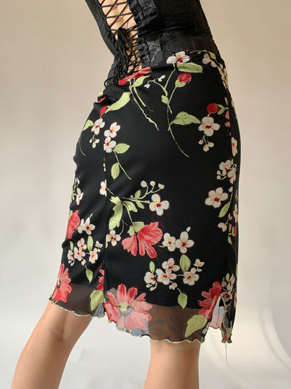 Vintage 1990s Floral Mesh Midi (S/M)