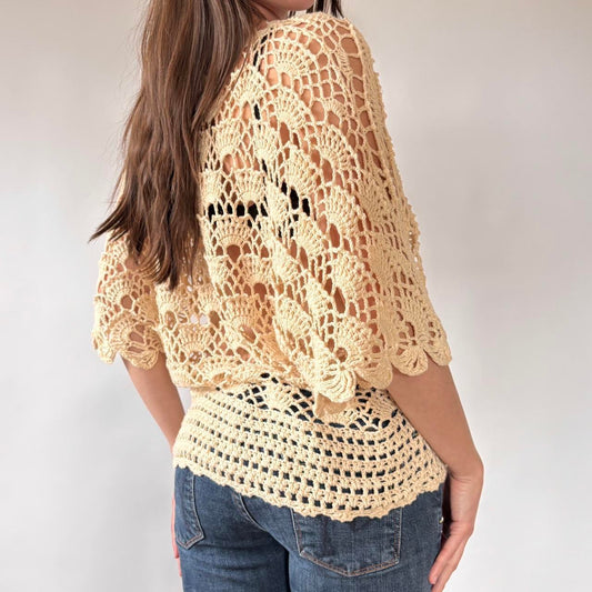 Y2K Ivory Crochet Top (M)