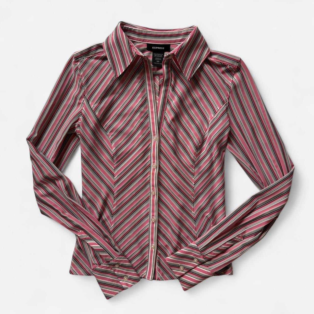 Y2K Striped Button Down Top (XS/S)