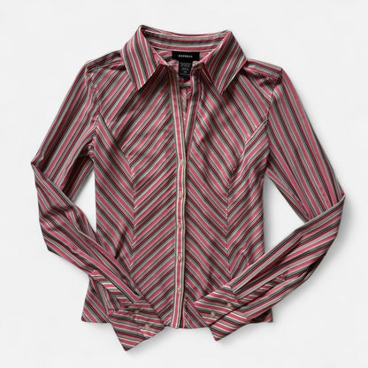 Y2K Striped Button Down Top (XS/S)