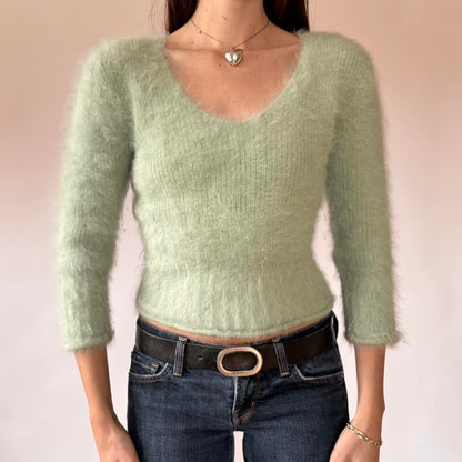 Minty Angora Knit Sweater (S/M)