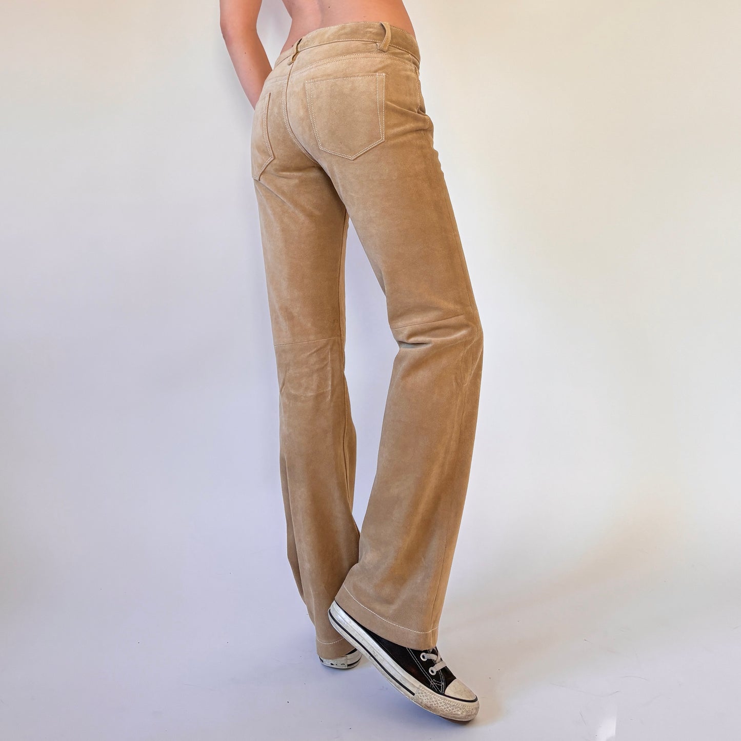 Y2K Suede Leather Pants (XS)