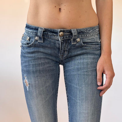 Y2K Low Rise Miss Me Jeans (XXS)