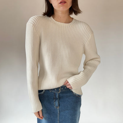 90s Vanilla Ribbed Pullover (M)