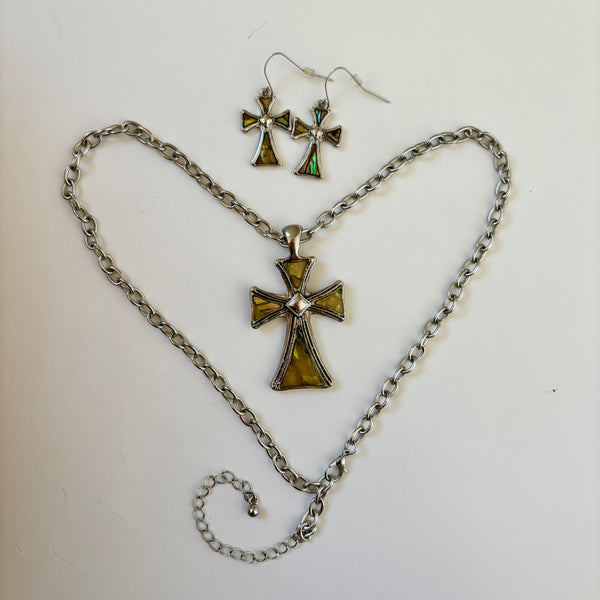 Cross Necklace & Earrings Set