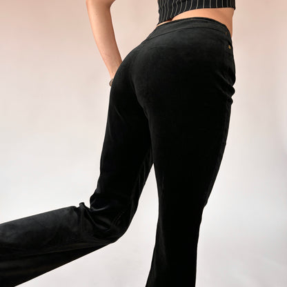90s Noir Velvet Flares (XS)