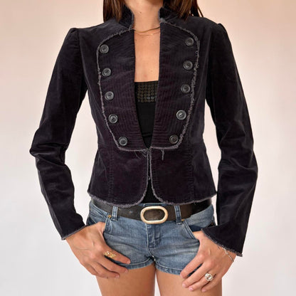 00s Velvet Military Style Jacket (S/M)