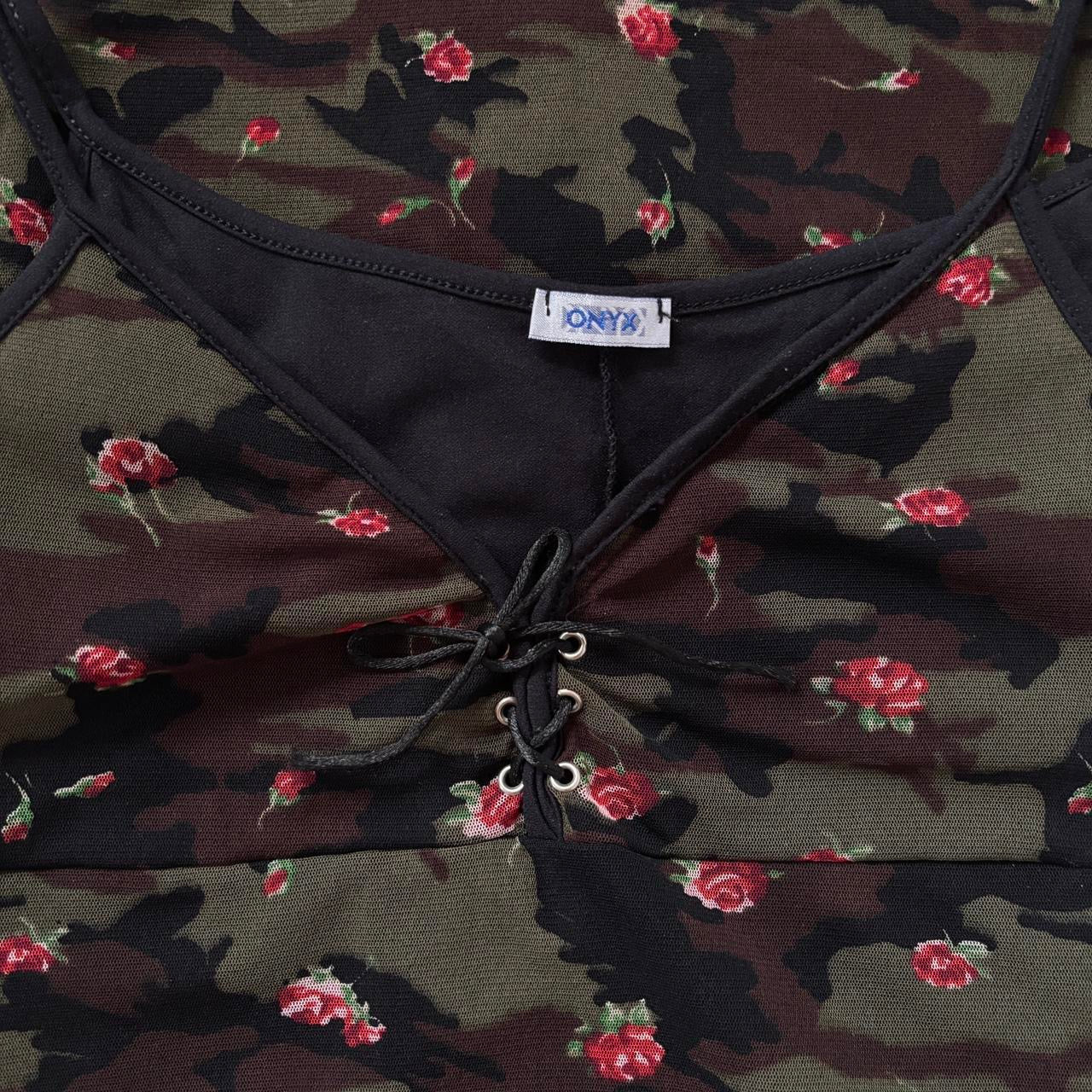 Italian Y2K Mesh Floral Camo Dress (S/M)