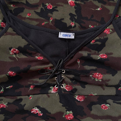 Italian Y2K Mesh Floral Camo Dress (S/M)