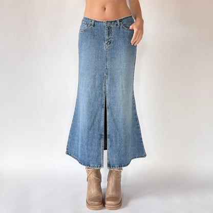 Y2K Deadstock Angels Denim Maxi Skirt (S/M)
