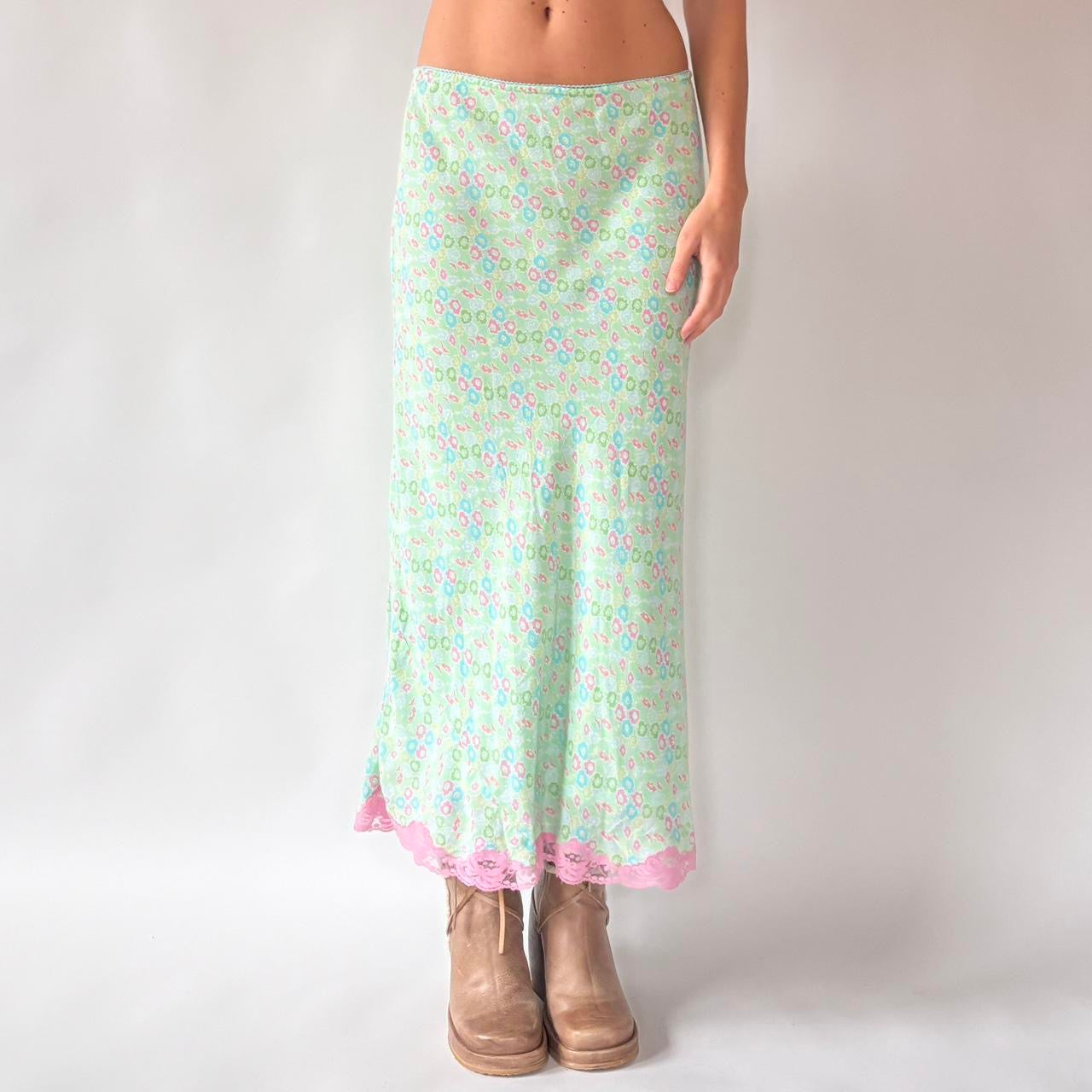 Y2K Floral Maxi Skirt (M)
