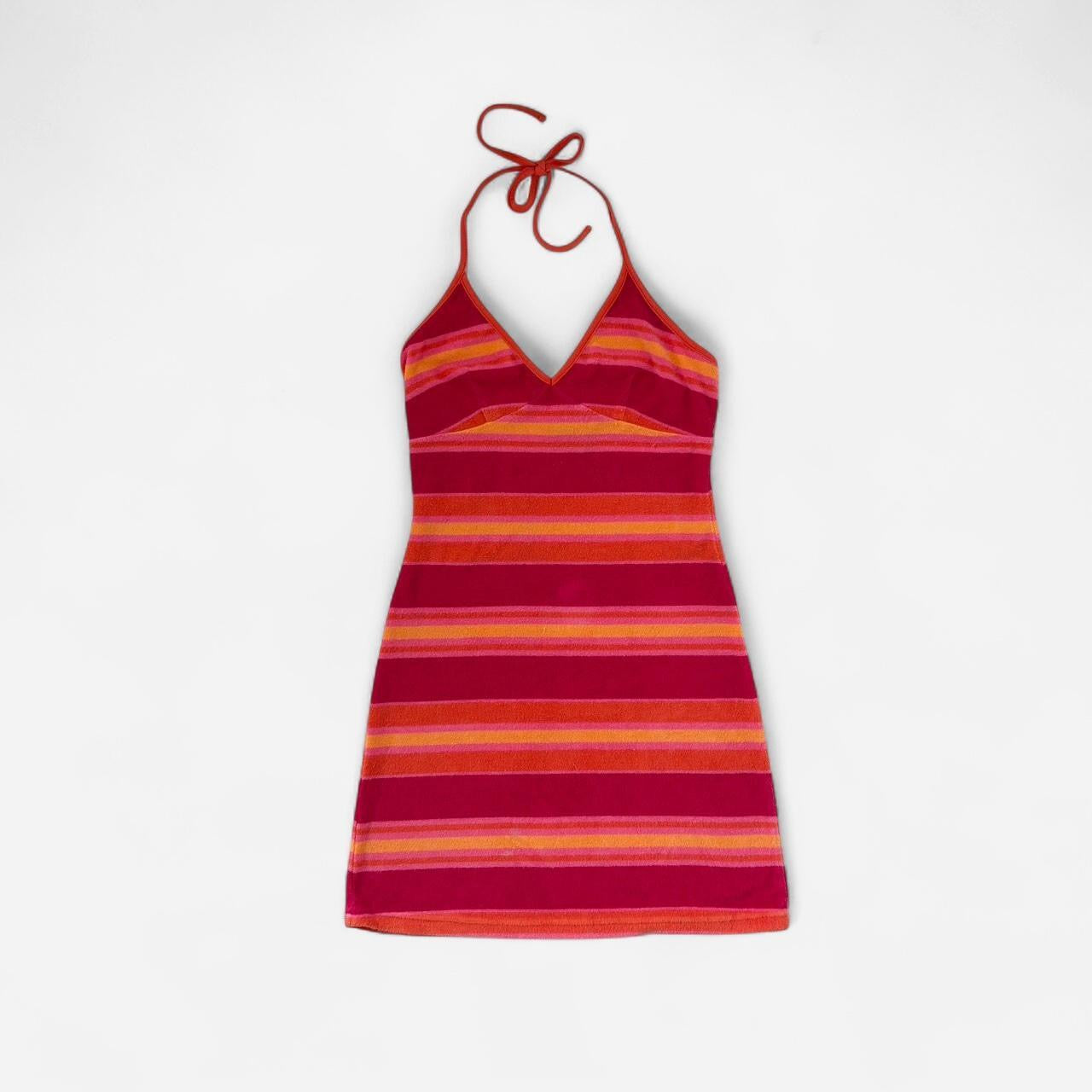 Y2K Stripy Halter Dress (XS)