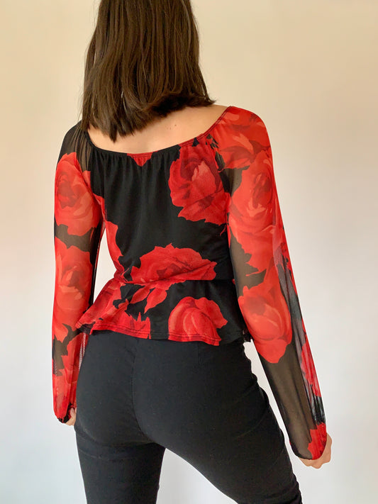 Vintage Mesh Rose Top - XS/S