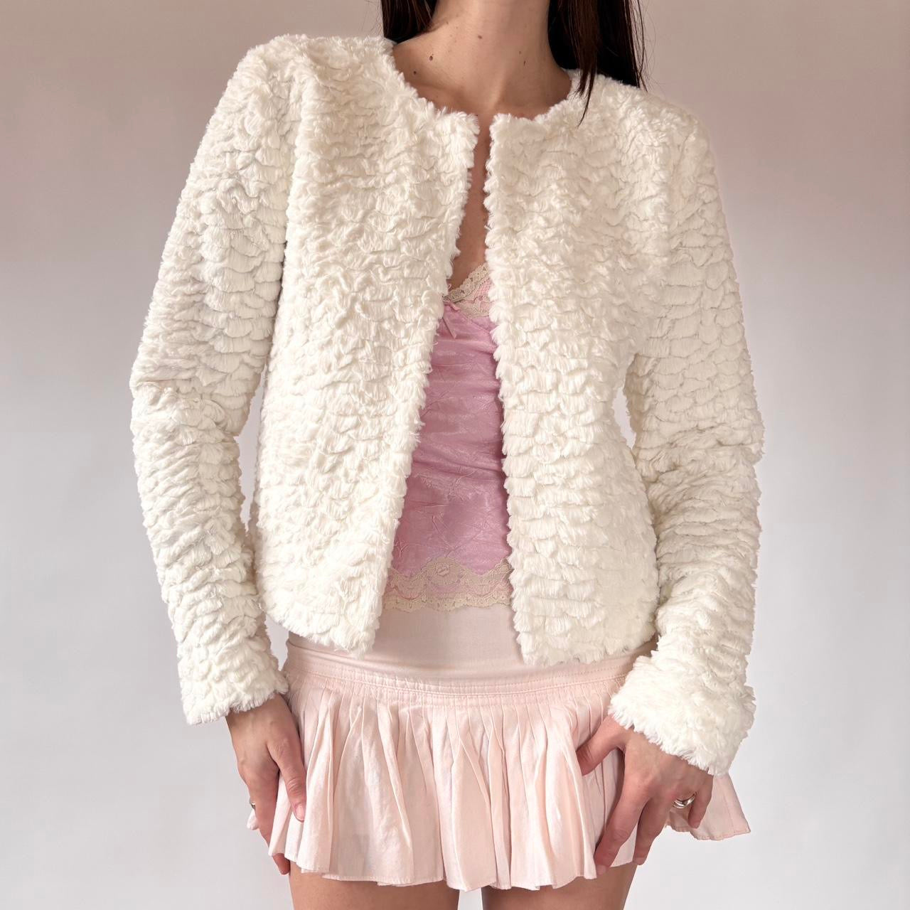 White Faux Fur Jacket (M)