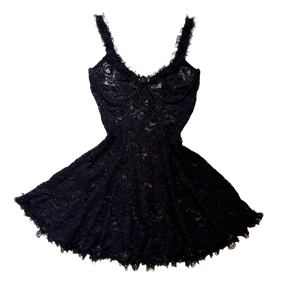 90s Noir Lace Mini Slip (XS)