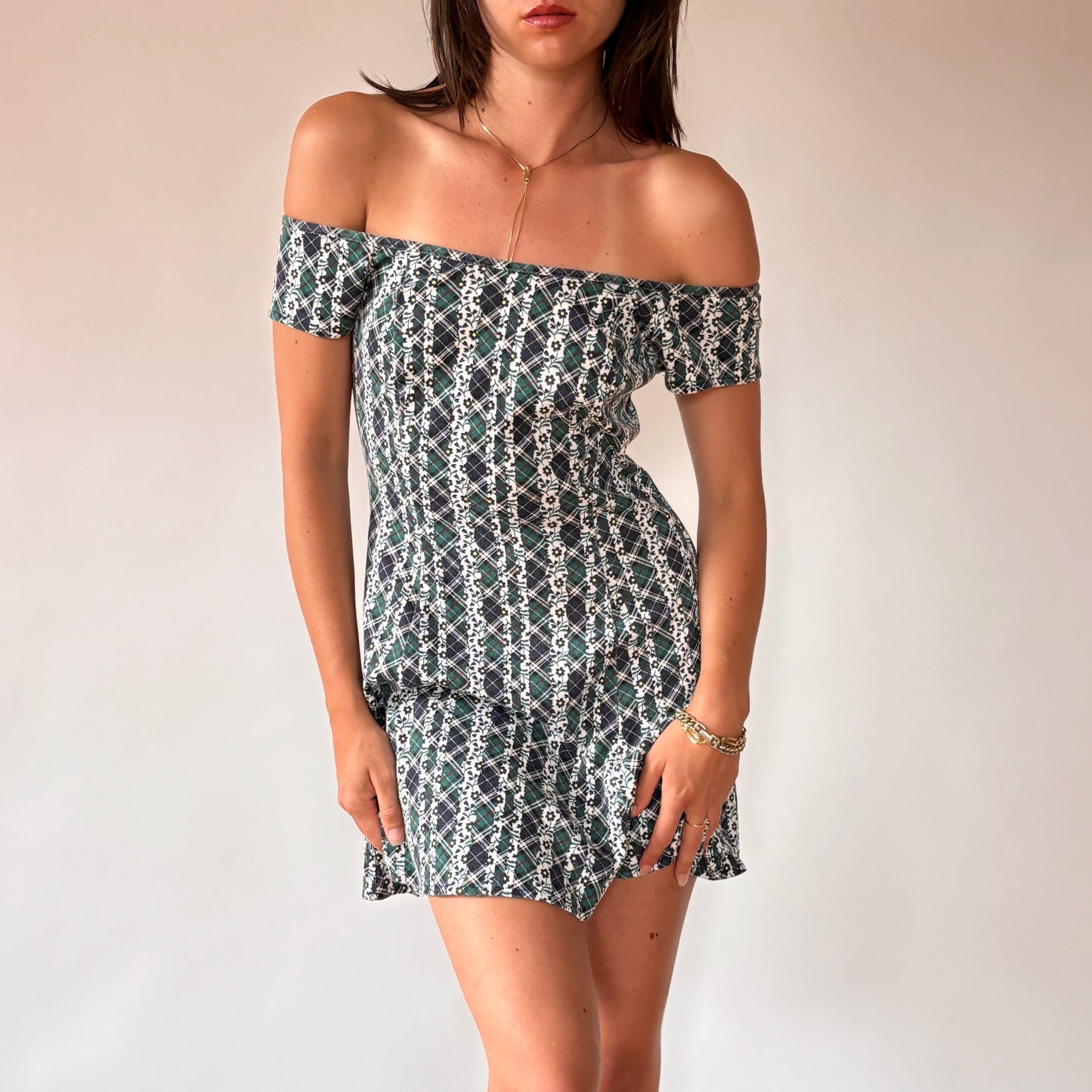 90s Plaid Mini Dress (S)