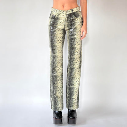 Y2K Snakeskin Flare Pants (S)