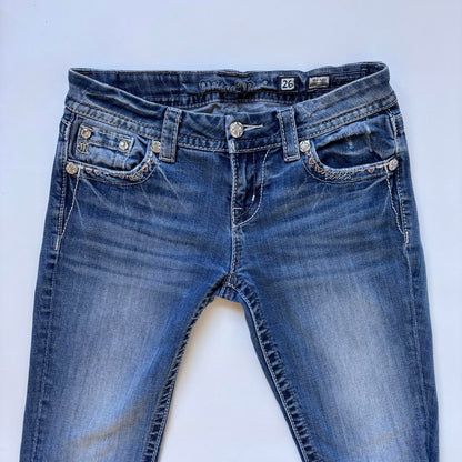 Y2K Miss Me Low Rise Skinny Jeans (XS)