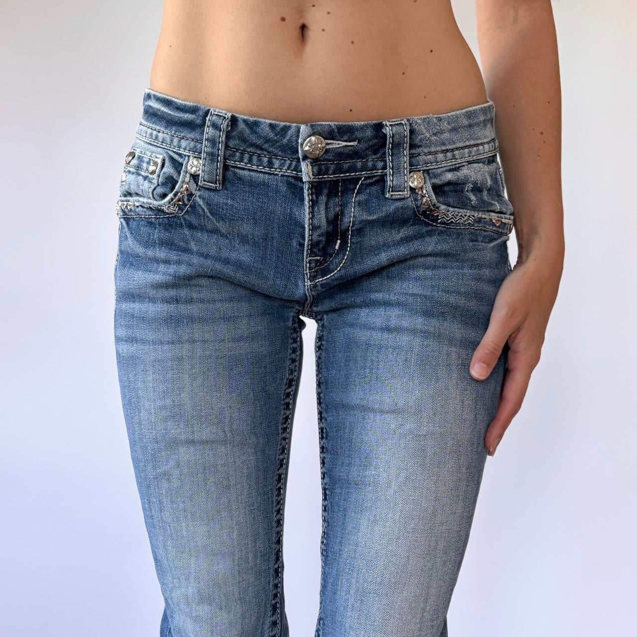Y2K Miss Me Low Rise Skinny Jeans (XS)