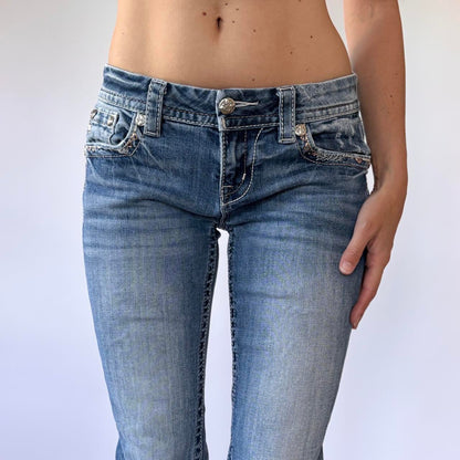 Y2K Miss Me Low Rise Skinny Jeans (XS)