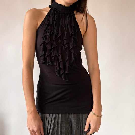 Y2K Ruffly Halter Top (M)
