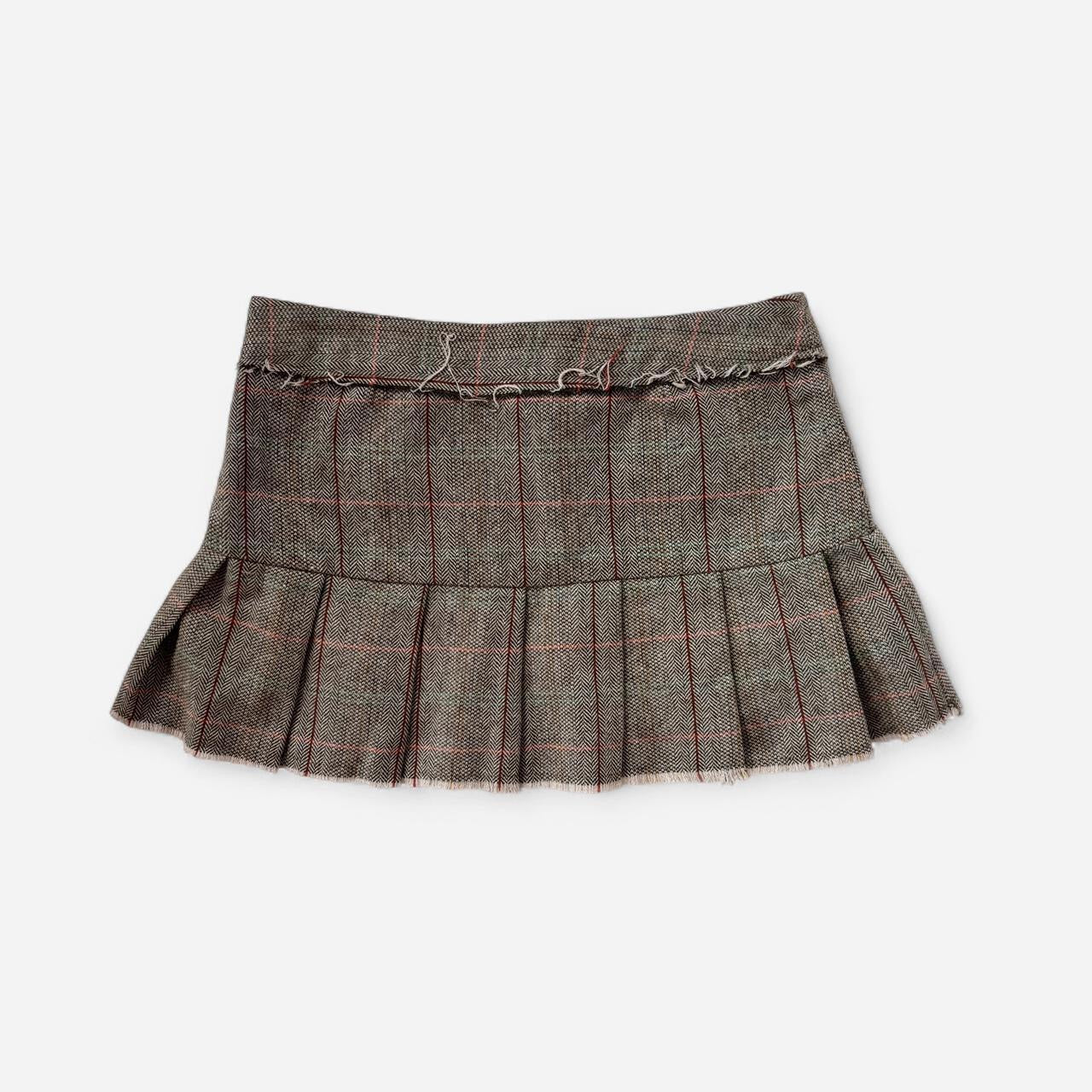 Y2K Pleated Tweed Mini Skirt (L)