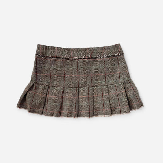 Y2K Pleated Tweed Mini Skirt (L)