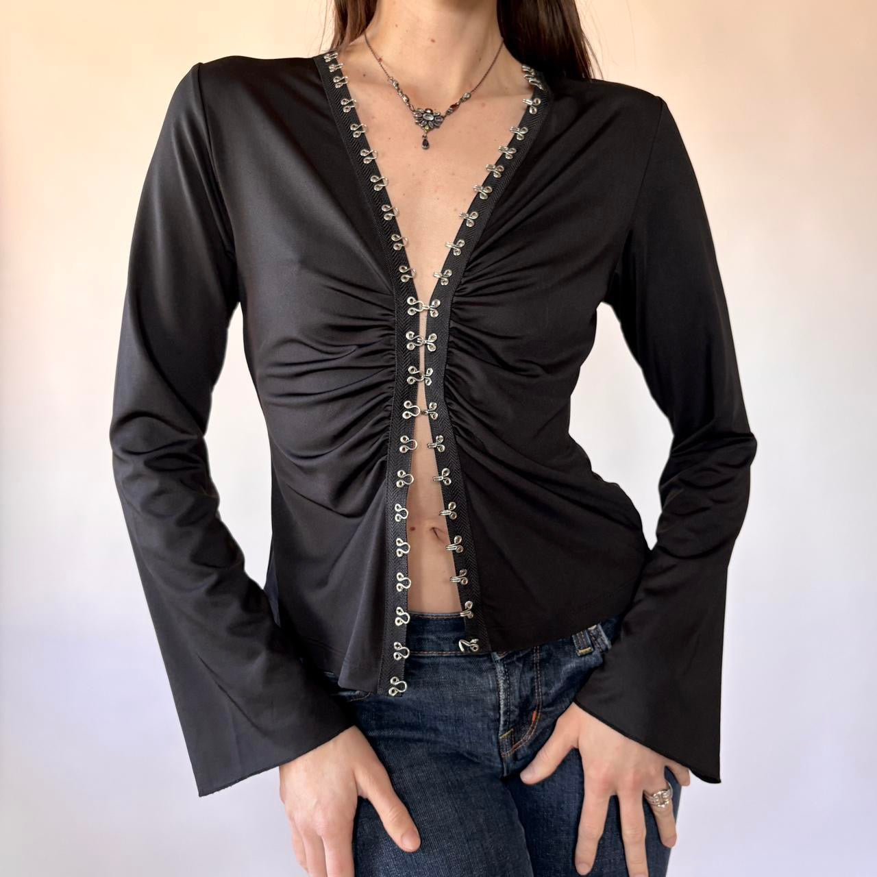 2000s Noir Hook & Eye Top (S)