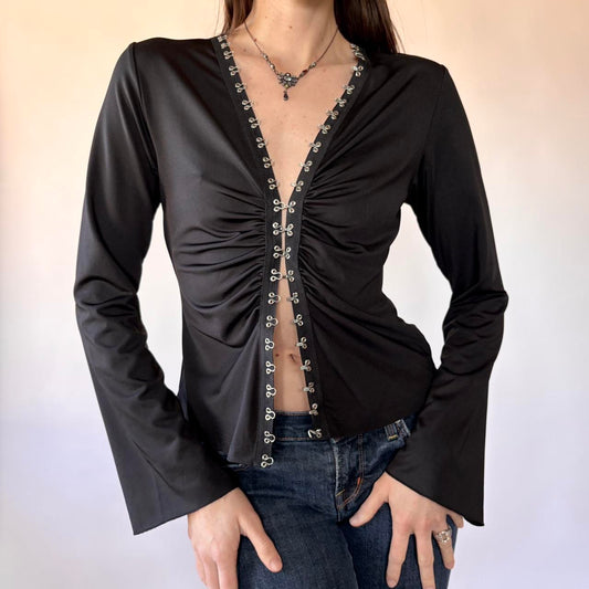 2000s Noir Hook & Eye Top (S)