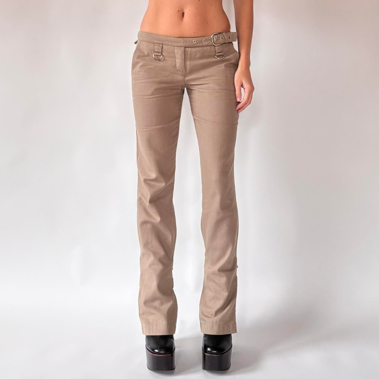 Italian Low Rise Nude Buckle Trousers (S)