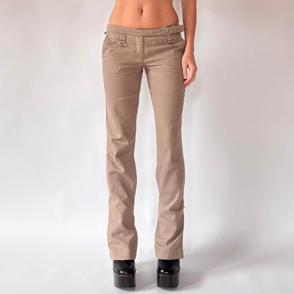 Italian Low Rise Nude Buckle Trousers (S)