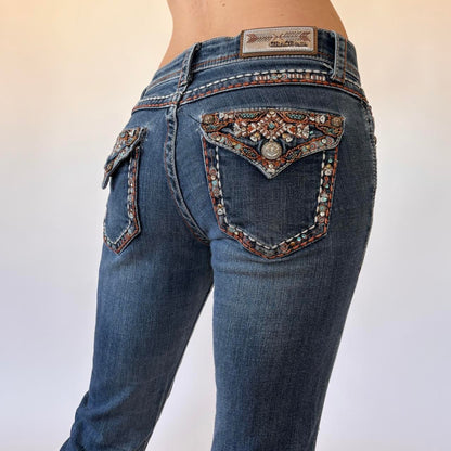 Y2K Low Rise Embellished Jeans (XS)