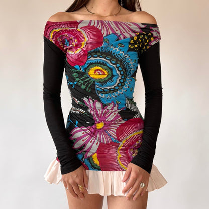 Desigual Cowl Neck Graphic Top (XS/S)