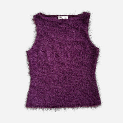 Y2K Purple Fuzzy Knit Tank (XS/S)