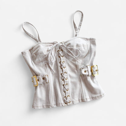 Y2K Deadstock White Corset Top (M)