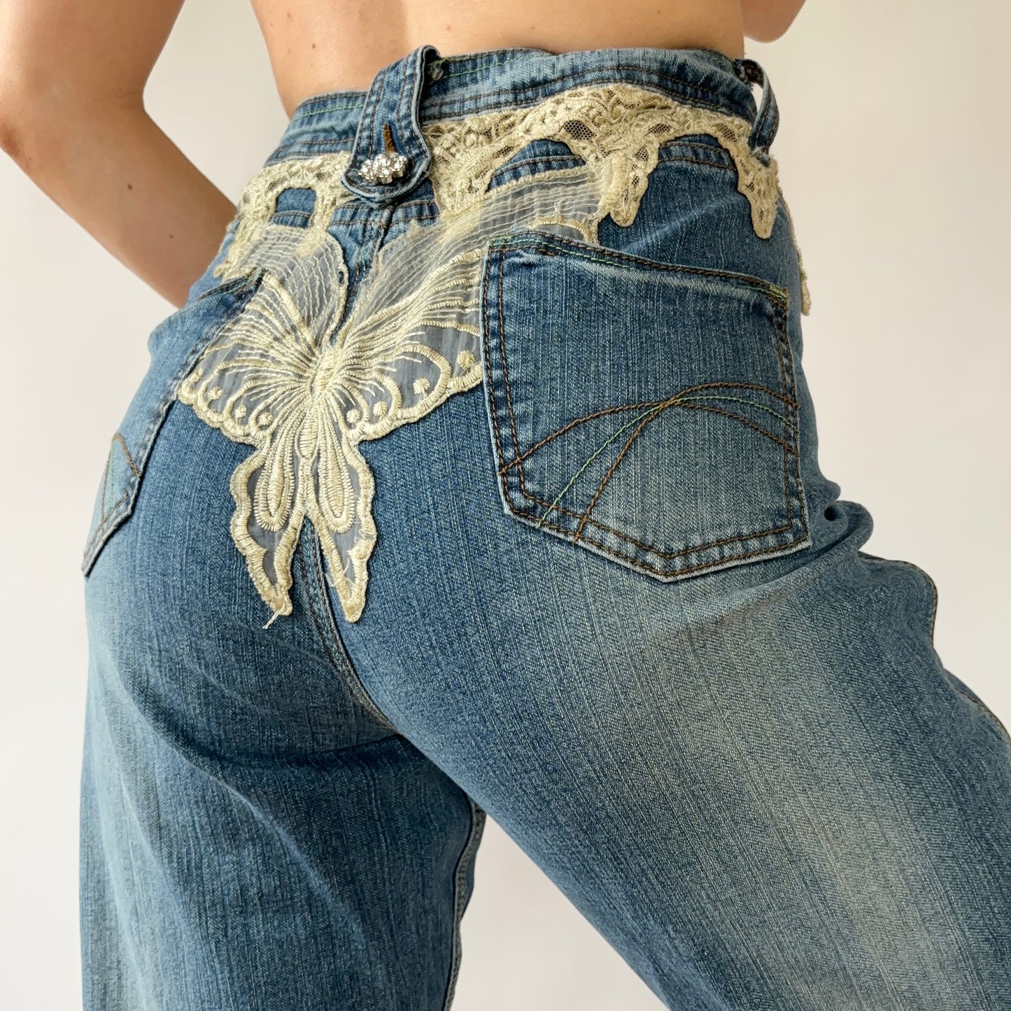 Y2K Butterfly Jeans (M)
