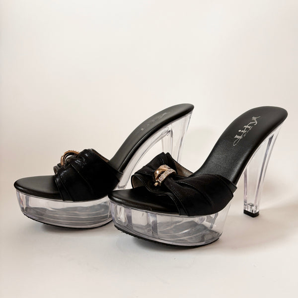 Y2K Lucite & Leather Pumps (6.5)