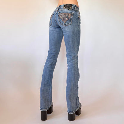 Y2K Low Rise Miss Me Jeans (XS)