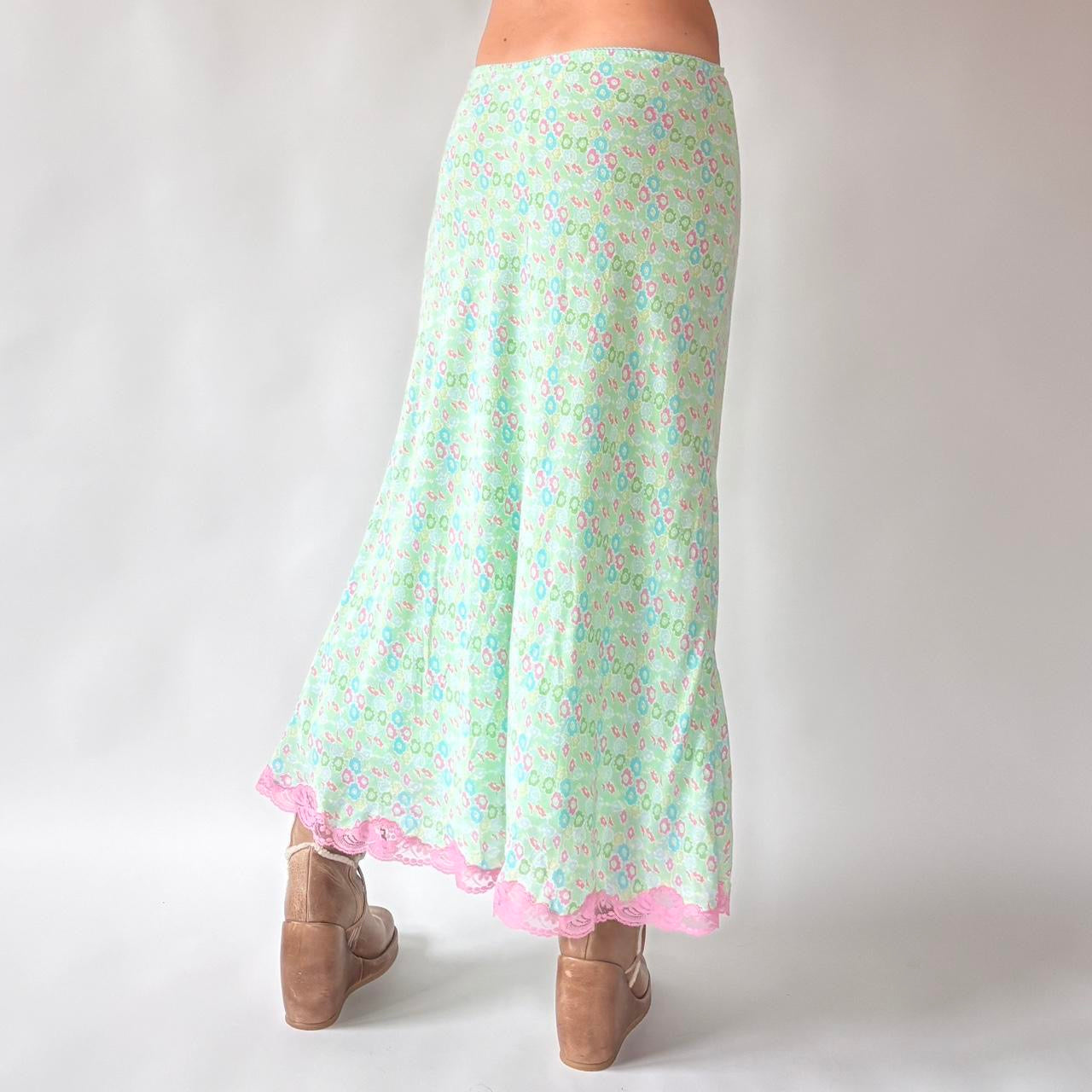 Y2K Floral Maxi Skirt (M)