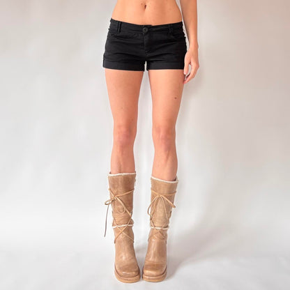 Y2K Black Low Rise Mini Shorts (XS/S)
