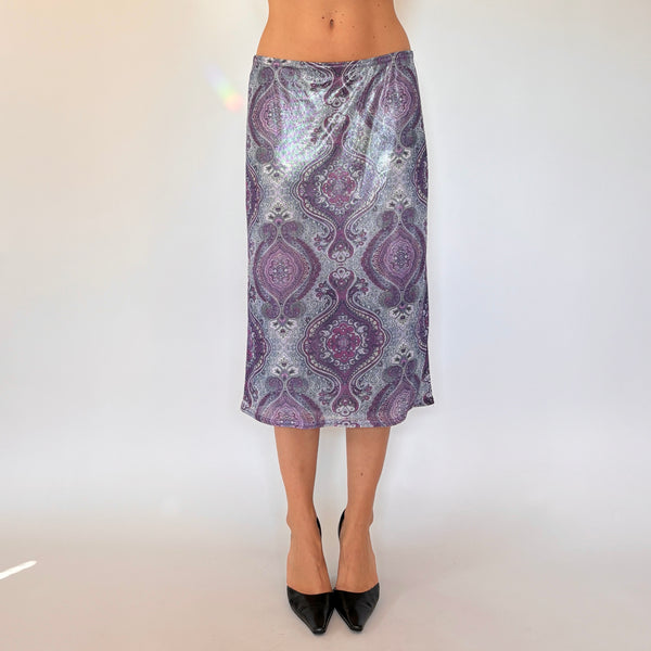 90s Iridescent Paisley Midi Skirt (M)